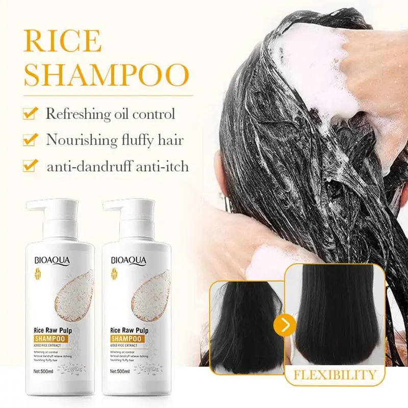 Shampoing au Riz - Bioaqua-Shampoing pour Cheveux-